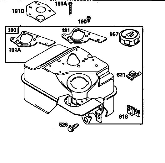 Fuel Tank Assembly Diagram and Parts List for 135200-135299 0679 Briggs and Stratton Engine